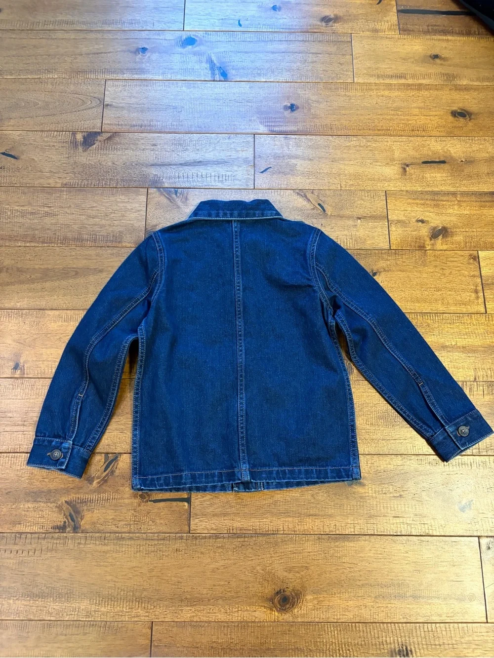 Janie And Jack Denim Chore Jacket Boys Sz 5-6 YO 100% Cotton Dark Wash Fall Coat